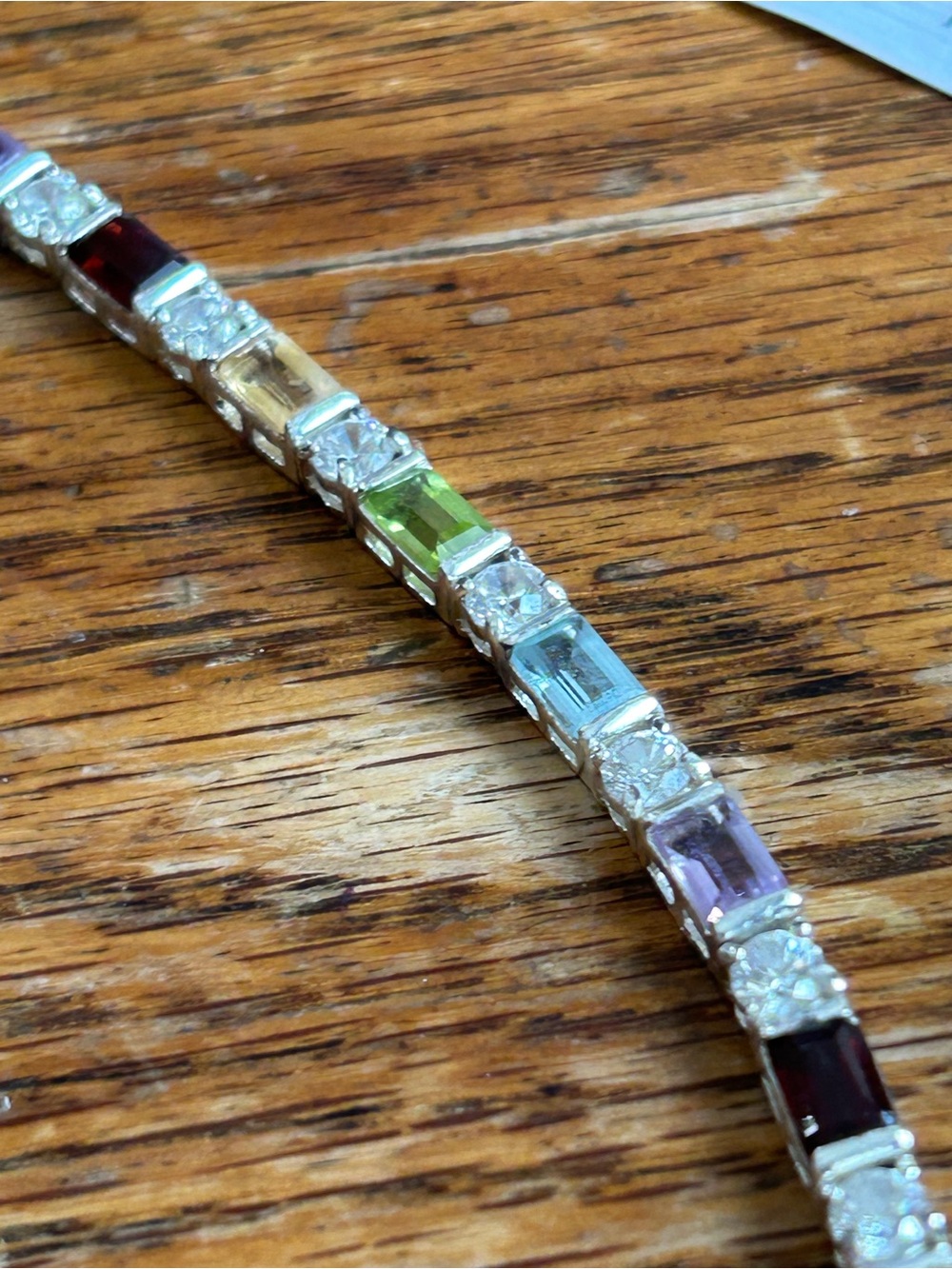 Women's Multicolor Gemstone Tennis Bracelet - Silver